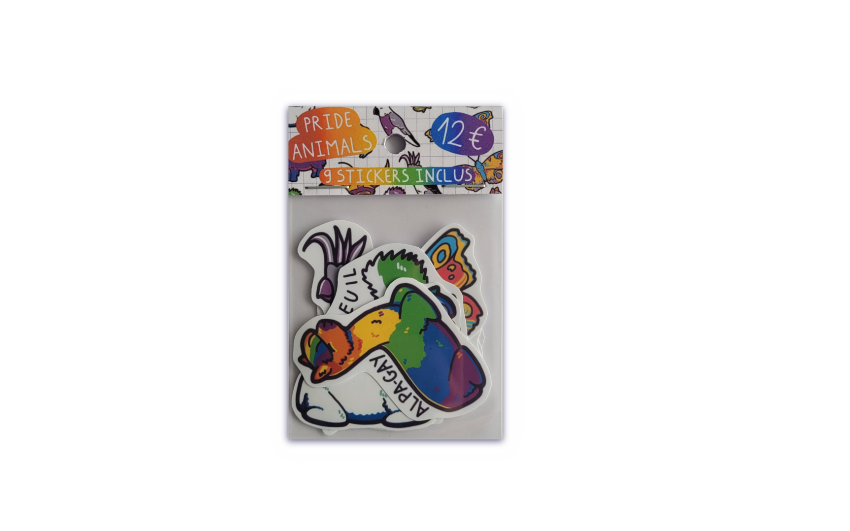 Verso du pack de plusieurs stickers gay